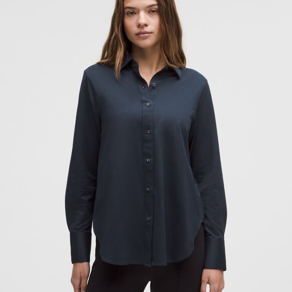 lululemon athletica Navy Button Down Shirt - Picture 1 of 8